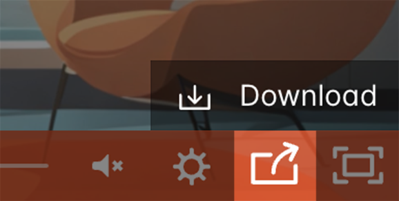 Screenshot detailing where to find the download menu on the Wistia preview video player.